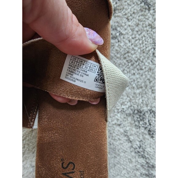 TOM'S Noelani Platform Wedge Sandals Women's Sz 8.5 Natural/Gold 10022418 Sparkl - Picture 7 of 8